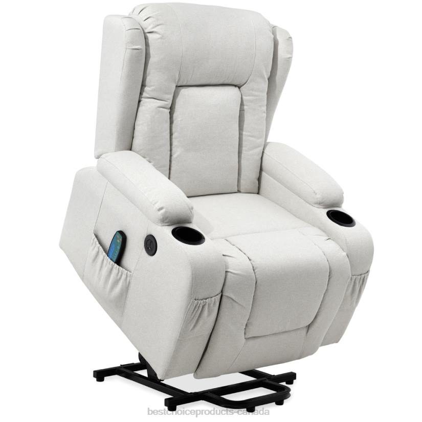 4LT2341 Ivory Best Choice Products Electric Power Lift Recliner Massage Chair w/ Heat, USB Port, Cupholders