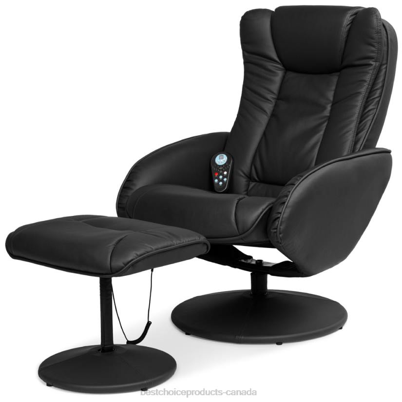 4LT2358 Black Best Choice Products Faux Leather Electric Massage Recliner Chair w/ Stool Ottoman, Remote