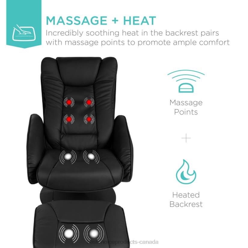 4LT2358 Black Best Choice Products Faux Leather Electric Massage Recliner Chair w/ Stool Ottoman, Remote