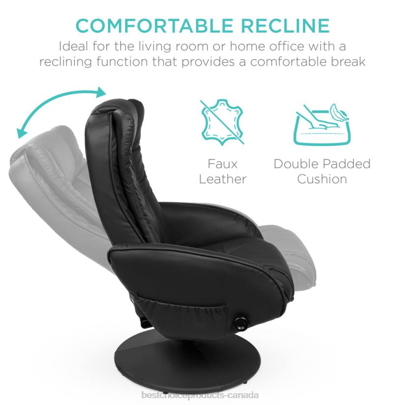 4LT2358 Black Best Choice Products Faux Leather Electric Massage Recliner Chair w/ Stool Ottoman, Remote