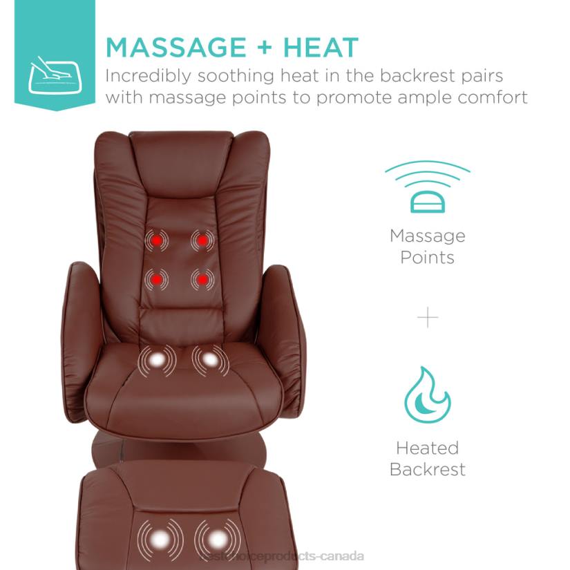 4LT2359 Brown Best Choice Products Faux Leather Electric Massage Recliner Chair w/ Stool Ottoman, Remote