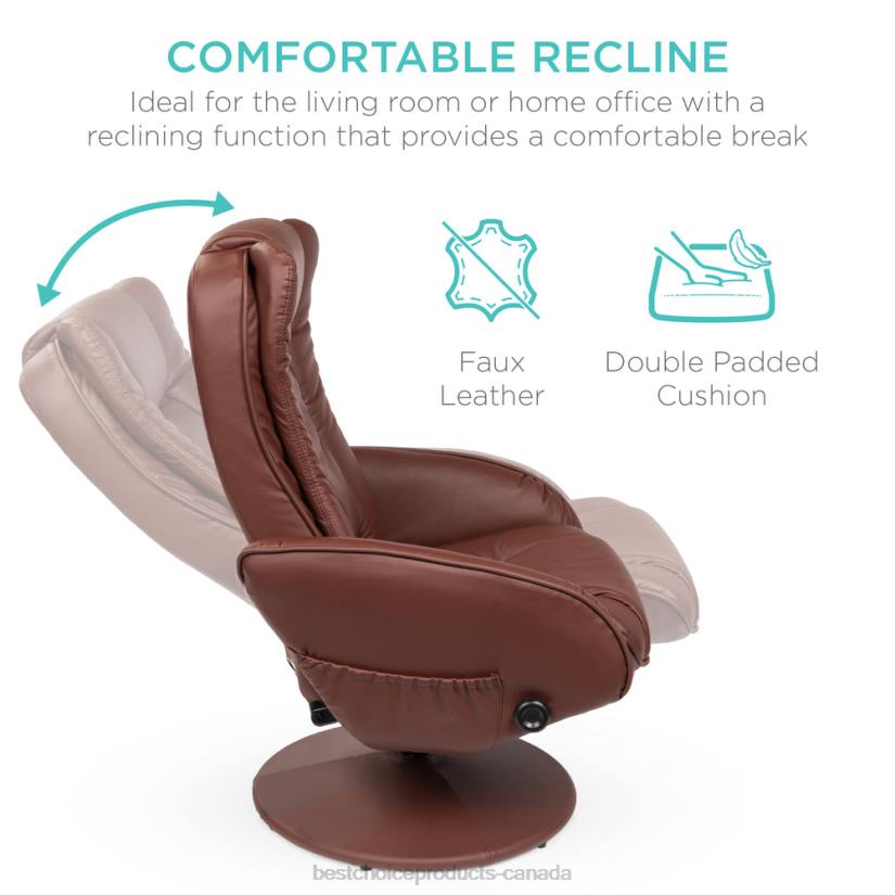 4LT2359 Brown Best Choice Products Faux Leather Electric Massage Recliner Chair w/ Stool Ottoman, Remote