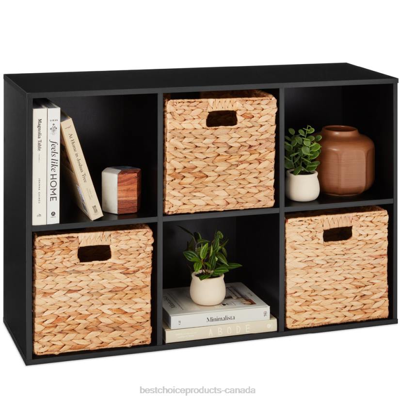 4LT2377 Black Best Choice Products 6-Cube Bookshelf, 11in Storage Display w/ Removable Panels, Customizable