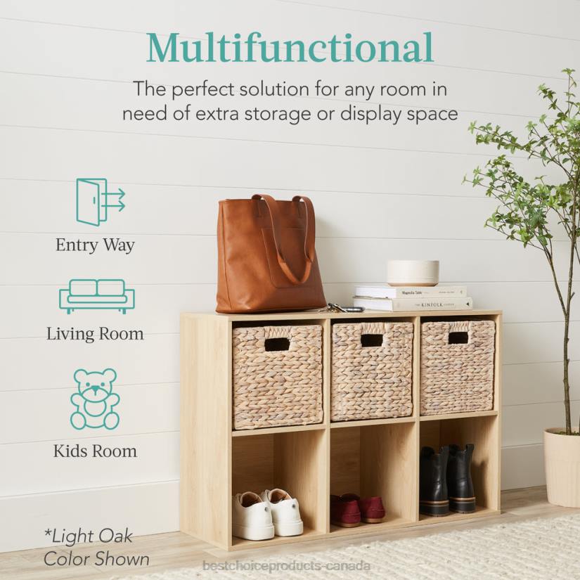 4LT2377 Black Best Choice Products 6-Cube Bookshelf, 11in Storage Display w/ Removable Panels, Customizable