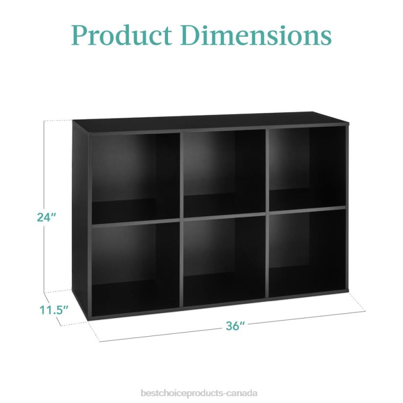 4LT2377 Black Best Choice Products 6-Cube Bookshelf, 11in Storage Display w/ Removable Panels, Customizable