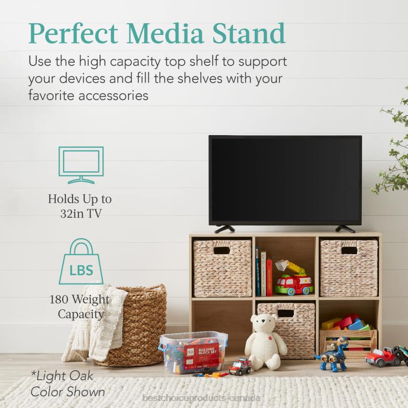 4LT2378 White Best Choice Products 6-Cube Bookshelf, 11in Storage Display w/ Removable Panels, Customizable