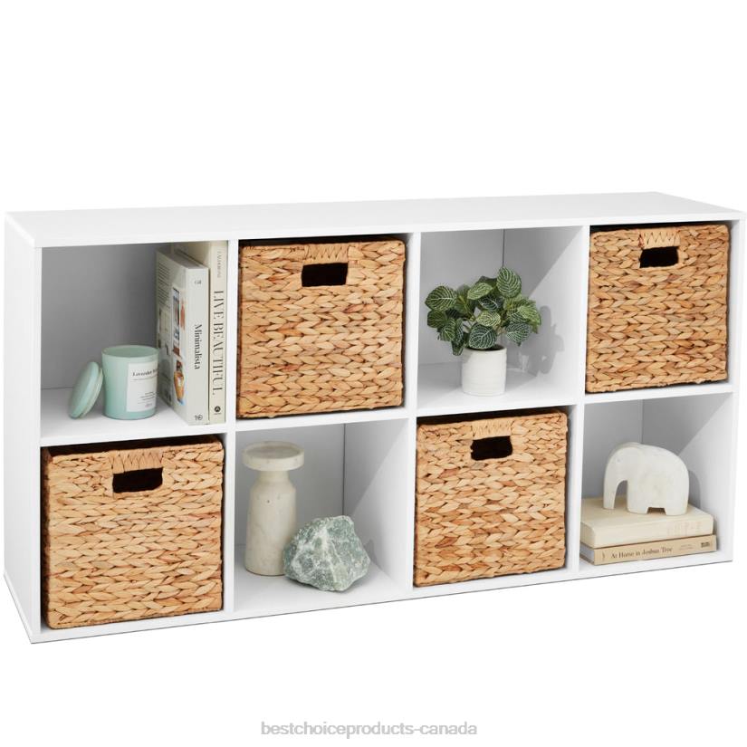 4LT2383 White Best Choice Products 8-Cube Bookshelf, 11in Storage Display w/ Removable Panels, Customizable
