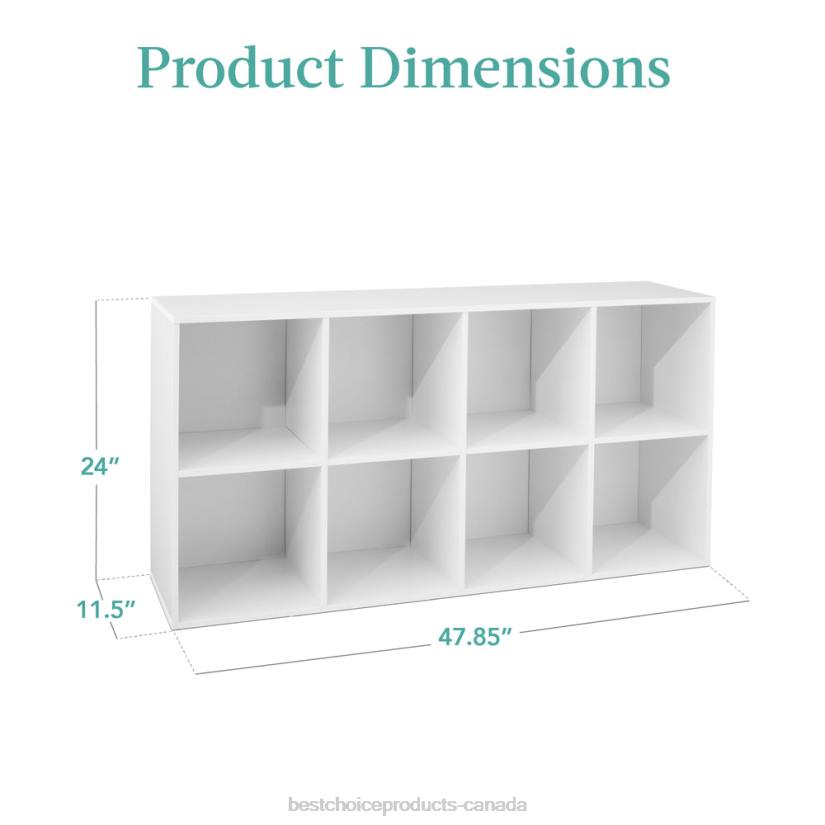 4LT2383 White Best Choice Products 8-Cube Bookshelf, 11in Storage Display w/ Removable Panels, Customizable