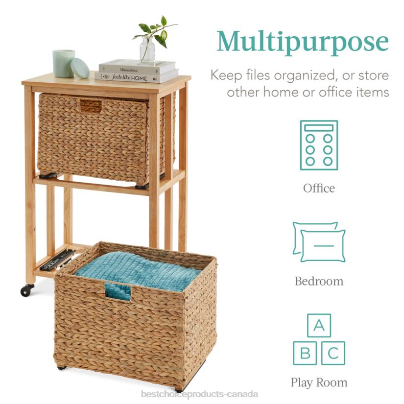 4LT2392 Natural Best Choice Products Vertical Rolling File Cabinet w/ Rubberwood Frame, Locking Caster Wheels