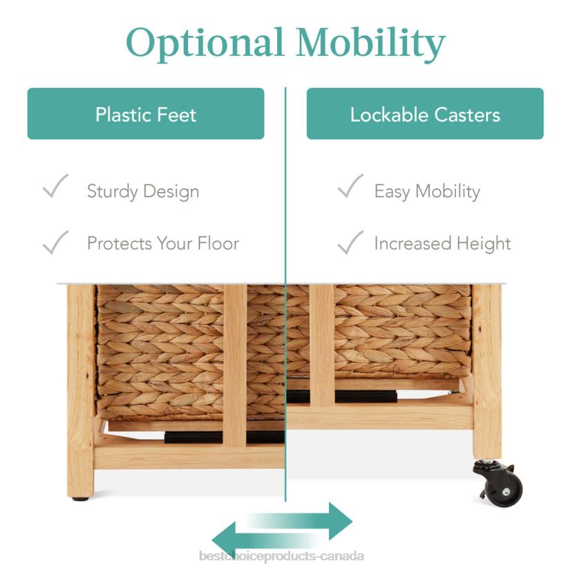 4LT2392 Natural Best Choice Products Vertical Rolling File Cabinet w/ Rubberwood Frame, Locking Caster Wheels