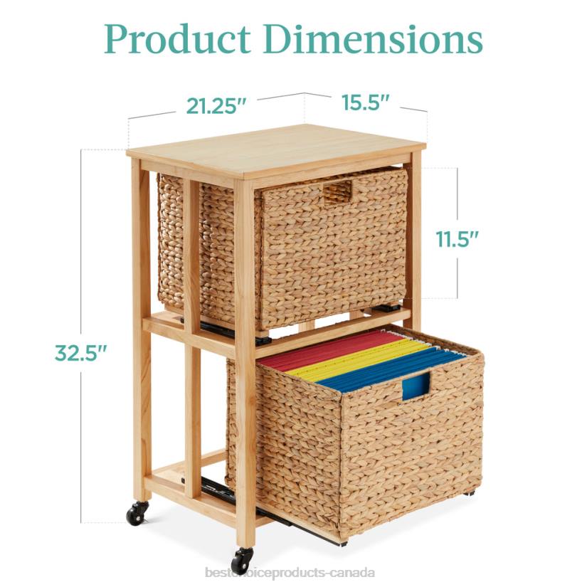 4LT2392 Natural Best Choice Products Vertical Rolling File Cabinet w/ Rubberwood Frame, Locking Caster Wheels
