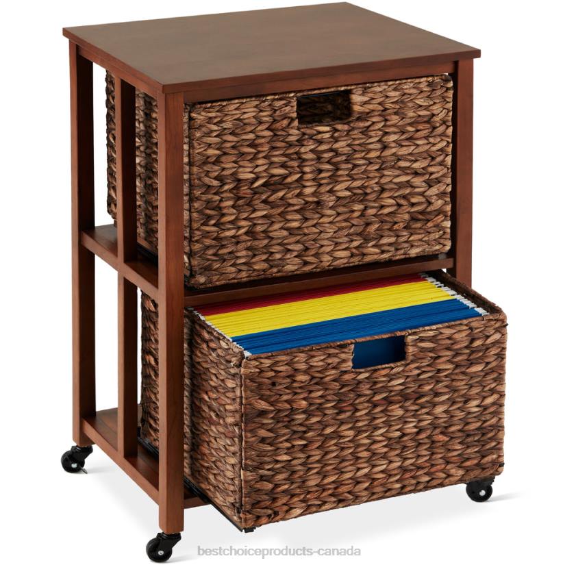 4LT2393 Mocha Best Choice Products Vertical Rolling File Cabinet w/ Rubberwood Frame, Locking Caster Wheels