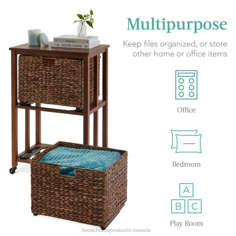 4LT2393 Mocha Best Choice Products Vertical Rolling File Cabinet w/ Rubberwood Frame, Locking Caster Wheels