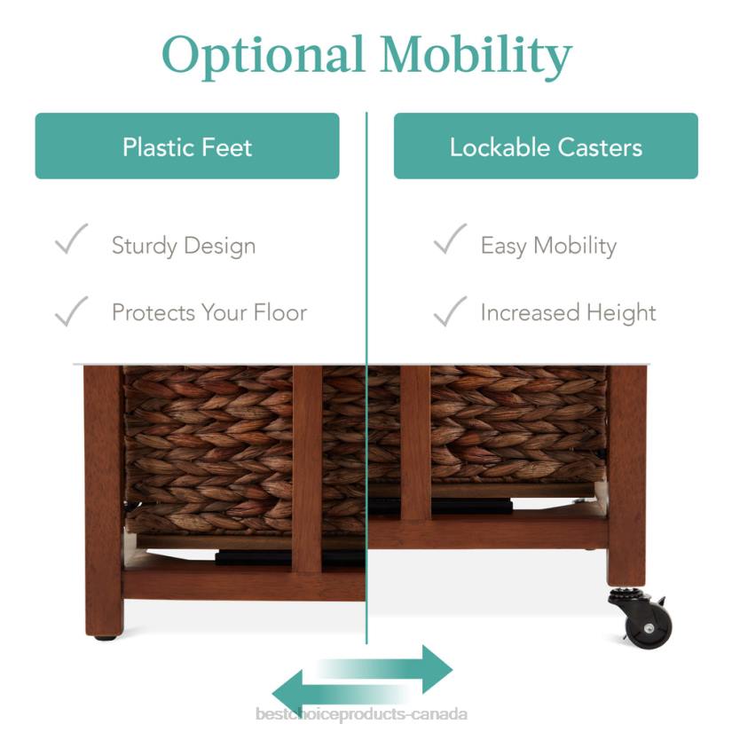 4LT2393 Mocha Best Choice Products Vertical Rolling File Cabinet w/ Rubberwood Frame, Locking Caster Wheels