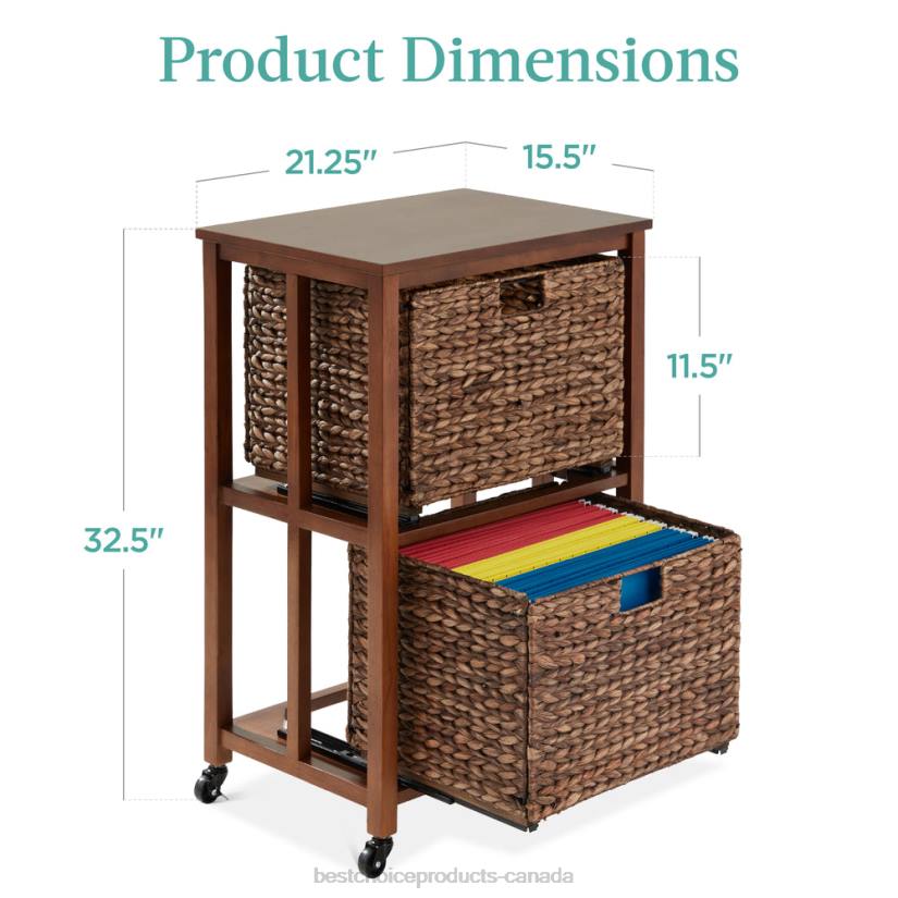 4LT2393 Mocha Best Choice Products Vertical Rolling File Cabinet w/ Rubberwood Frame, Locking Caster Wheels