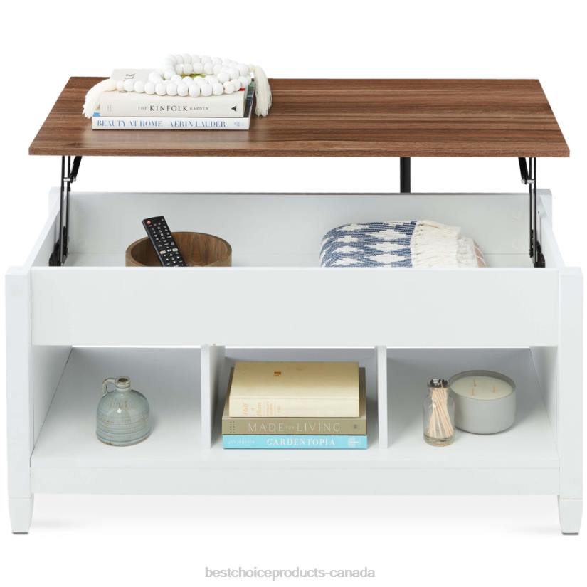 4LT2596 White Best Choice Products Multifunctional Lift Top Coffee Table w/ Hidden Storage, 3 Cubbies