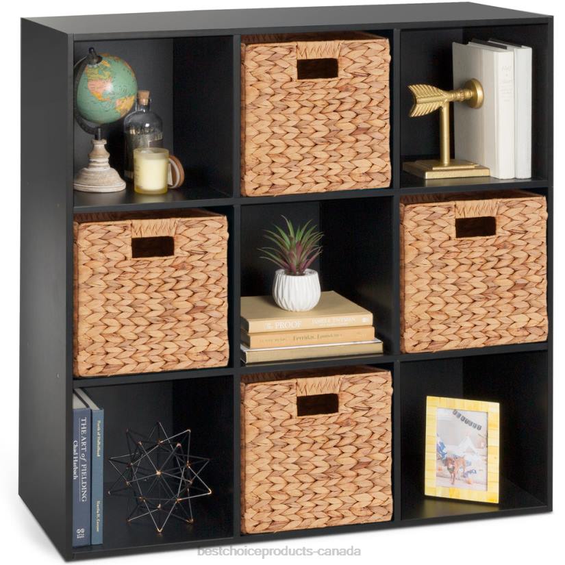 4LT2615 Black Best Choice Products 9-Cube Bookshelf Storage Display w/ 3 Removable Panels, Customizable Design
