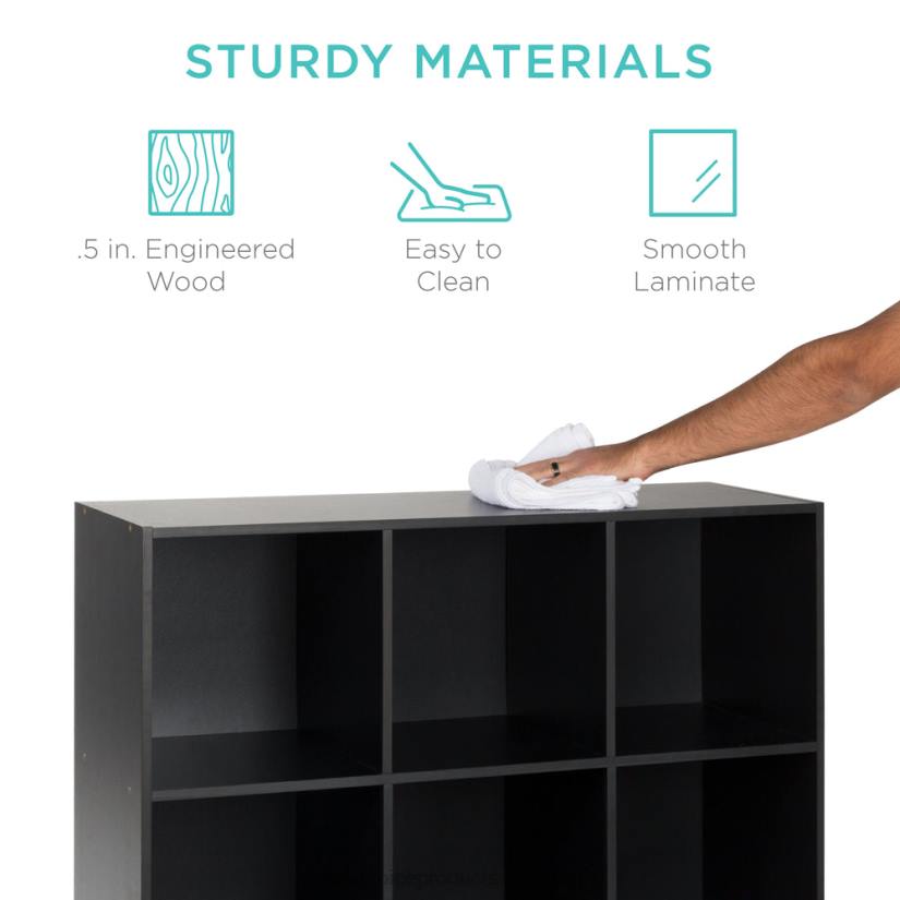 4LT2615 Black Best Choice Products 9-Cube Bookshelf Storage Display w/ 3 Removable Panels, Customizable Design