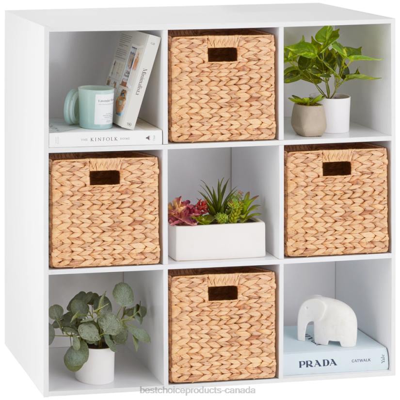 4LT2616 White Best Choice Products 9-Cube Bookshelf Storage Display w/ 3 Removable Panels, Customizable Design