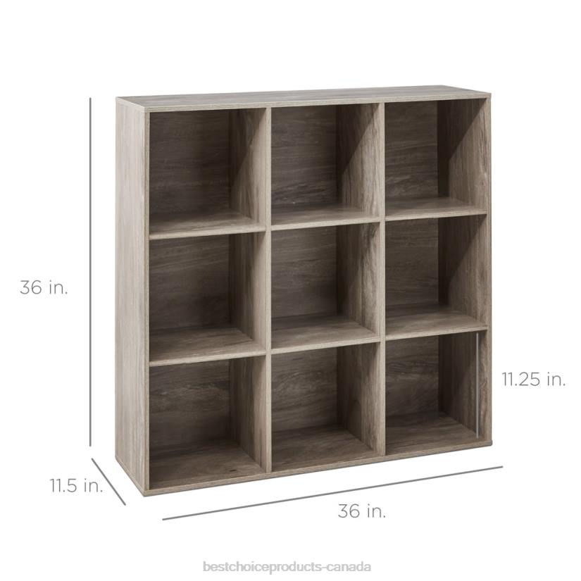 4LT2617 Greige Best Choice Products 9-Cube Bookshelf Storage Display w/ 3 Removable Panels, Customizable Design