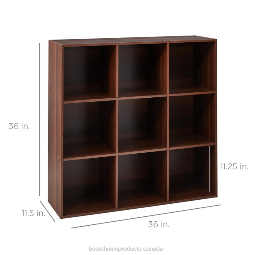 4LT2618 Walnut Best Choice Products 9-Cube Bookshelf Storage Display w/ 3 Removable Panels, Customizable Design