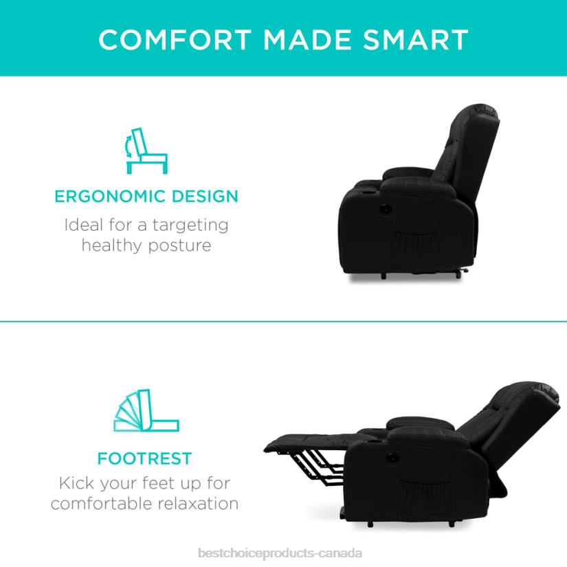 4LT2620 Black Best Choice Products Electric Power Lift Recliner Massage Chair w/ Heat, USB Port, Cupholders