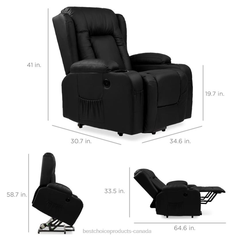 4LT2620 Black Best Choice Products Electric Power Lift Recliner Massage Chair w/ Heat, USB Port, Cupholders