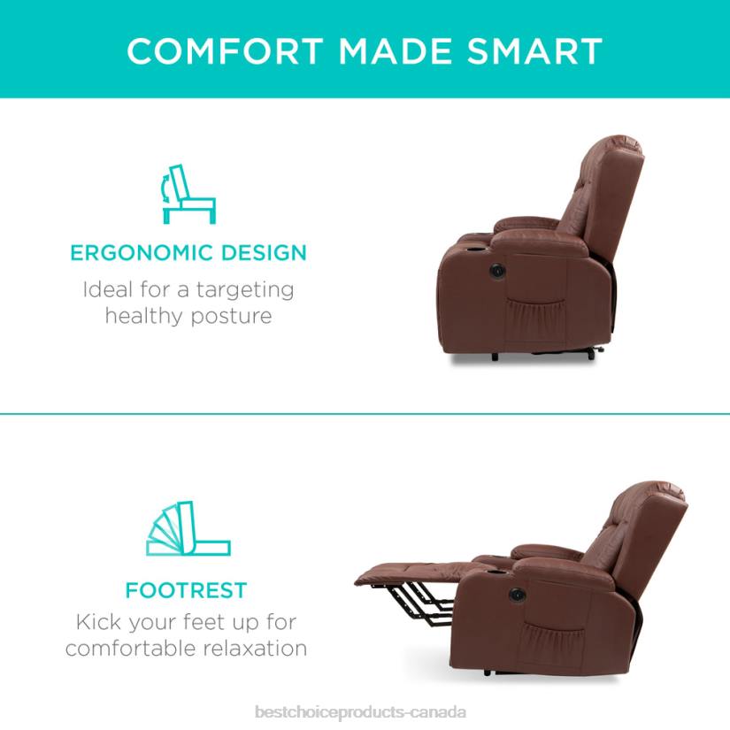 4LT2621 Brown Best Choice Products Electric Power Lift Recliner Massage Chair w/ Heat, USB Port, Cupholders