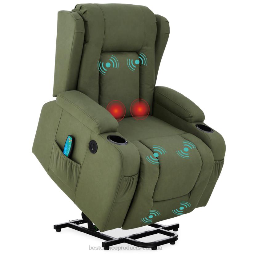 4LT2623 Olive Best Choice Products Electric Power Lift Recliner Massage Chair w/ Heat, USB Port, Cupholders