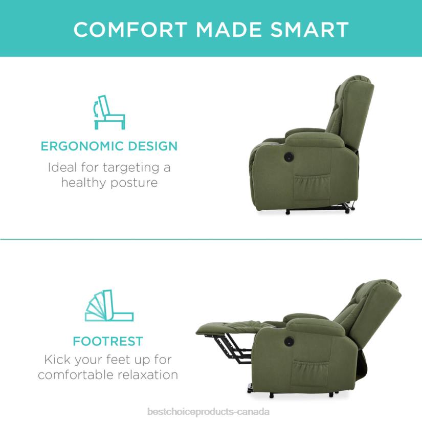 4LT2623 Olive Best Choice Products Electric Power Lift Recliner Massage Chair w/ Heat, USB Port, Cupholders