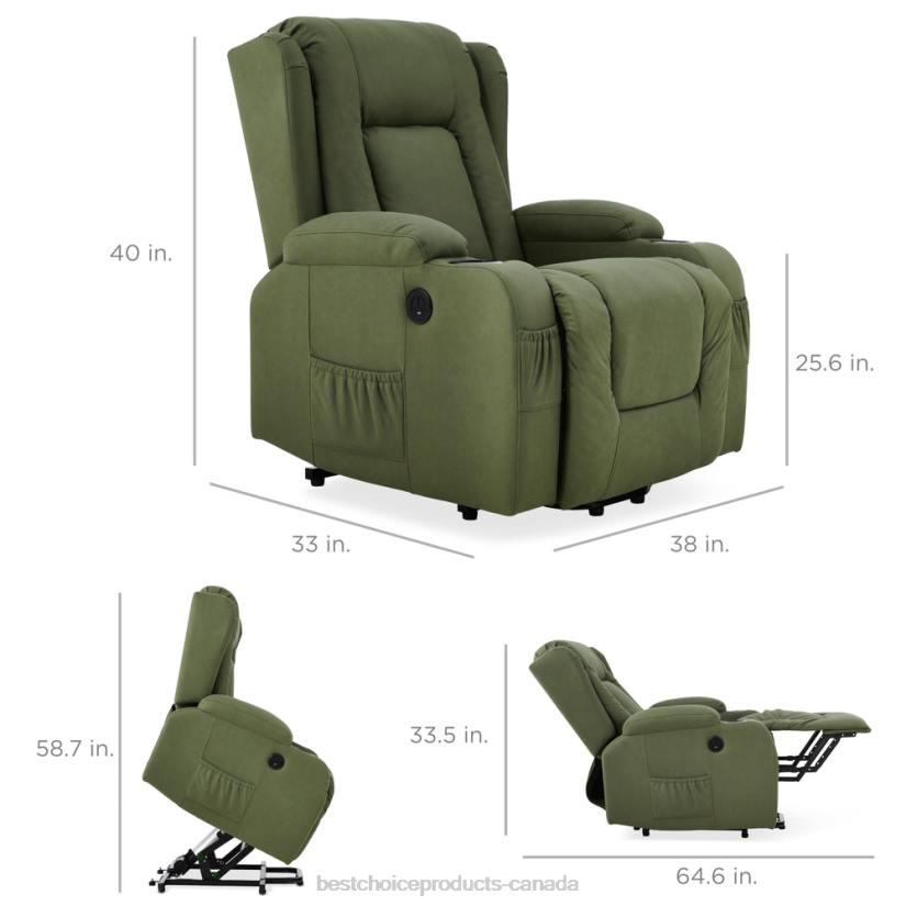 4LT2623 Olive Best Choice Products Electric Power Lift Recliner Massage Chair w/ Heat, USB Port, Cupholders
