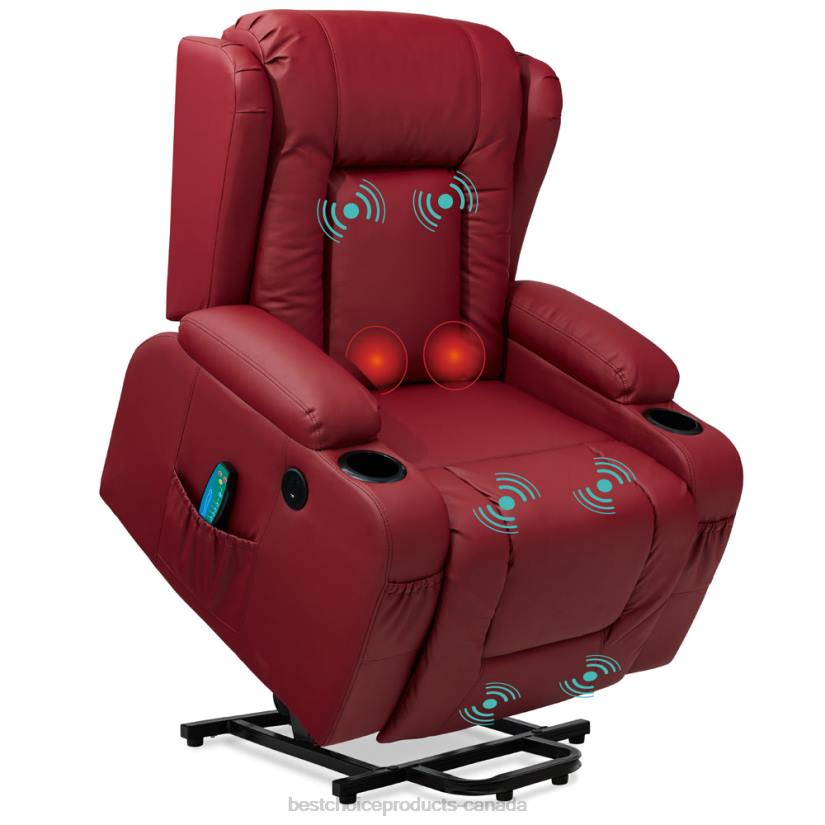 4LT2624 Red Best Choice Products Electric Power Lift Recliner Massage Chair w/ Heat, USB Port, Cupholders