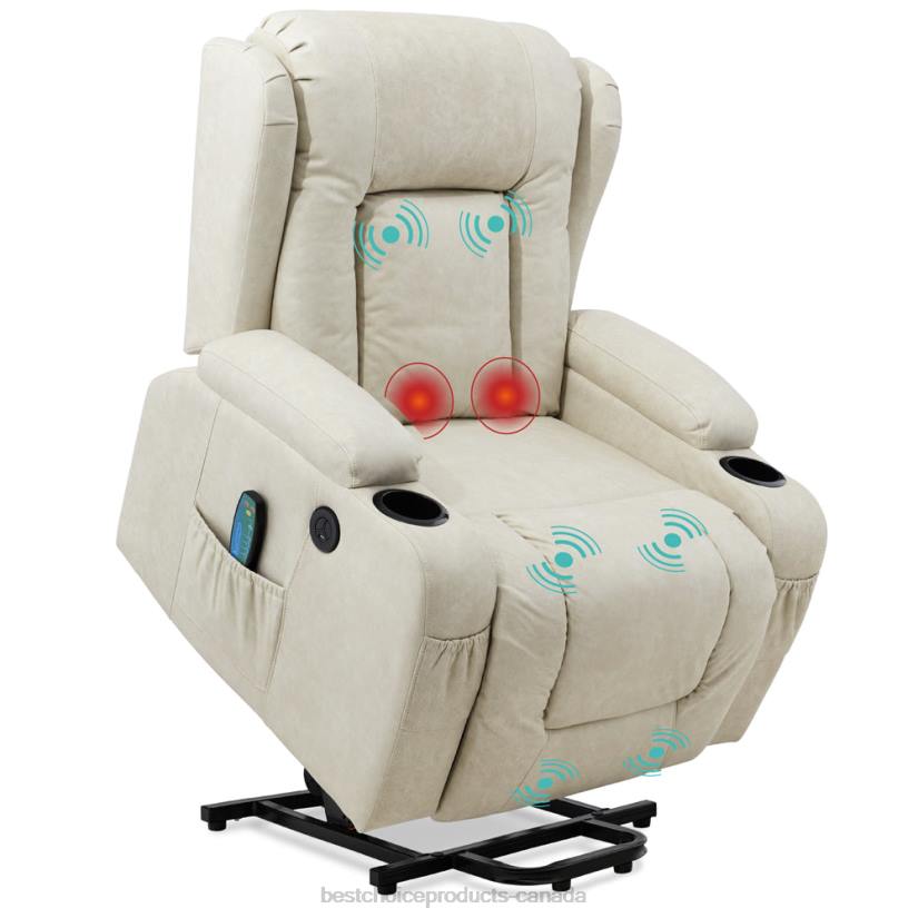 4LT2626 Beige Best Choice Products Electric Power Lift Recliner Massage Chair w/ Heat, USB Port, Cupholders