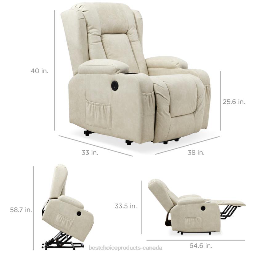 4LT2626 Beige Best Choice Products Electric Power Lift Recliner Massage Chair w/ Heat, USB Port, Cupholders