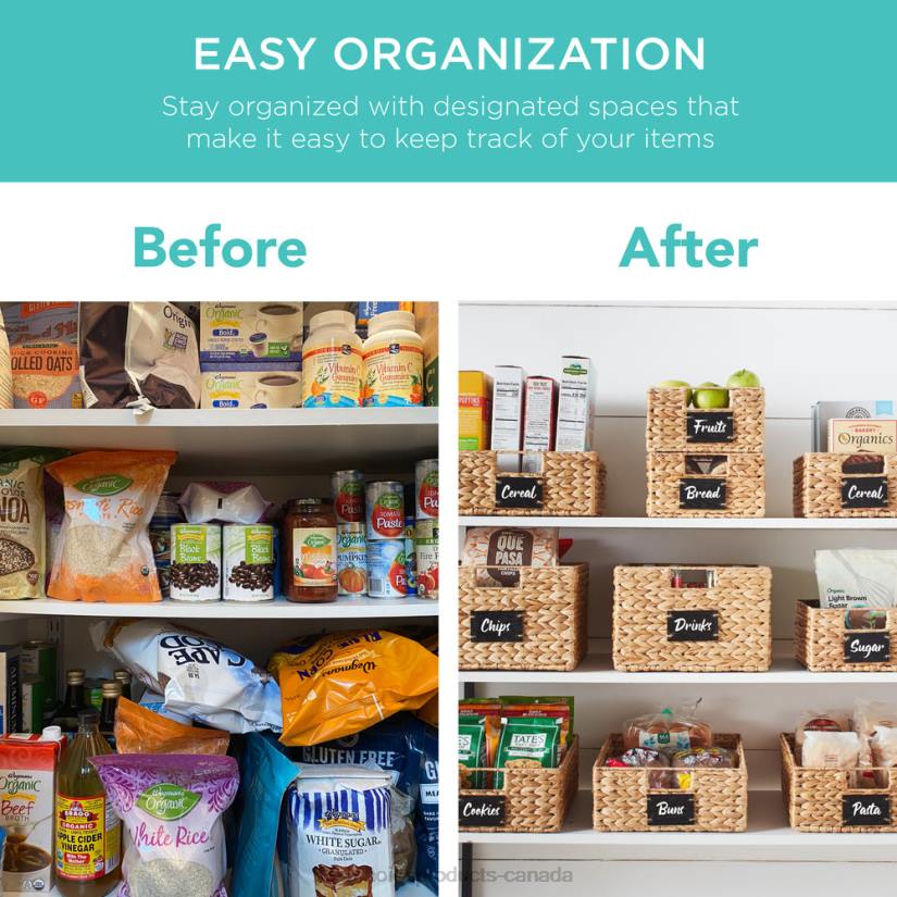 4LT2640 Natural Best Choice Products Set of 2 Water Hyacinth Pantry Baskets w/ Chalkboard, Marker