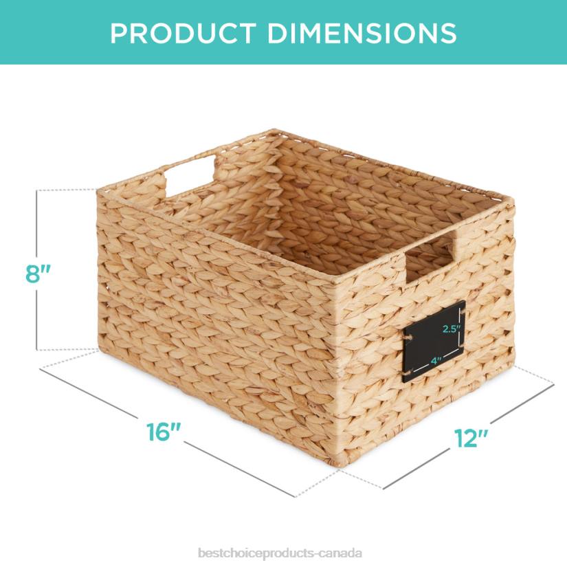 4LT2640 Natural Best Choice Products Set of 2 Water Hyacinth Pantry Baskets w/ Chalkboard, Marker