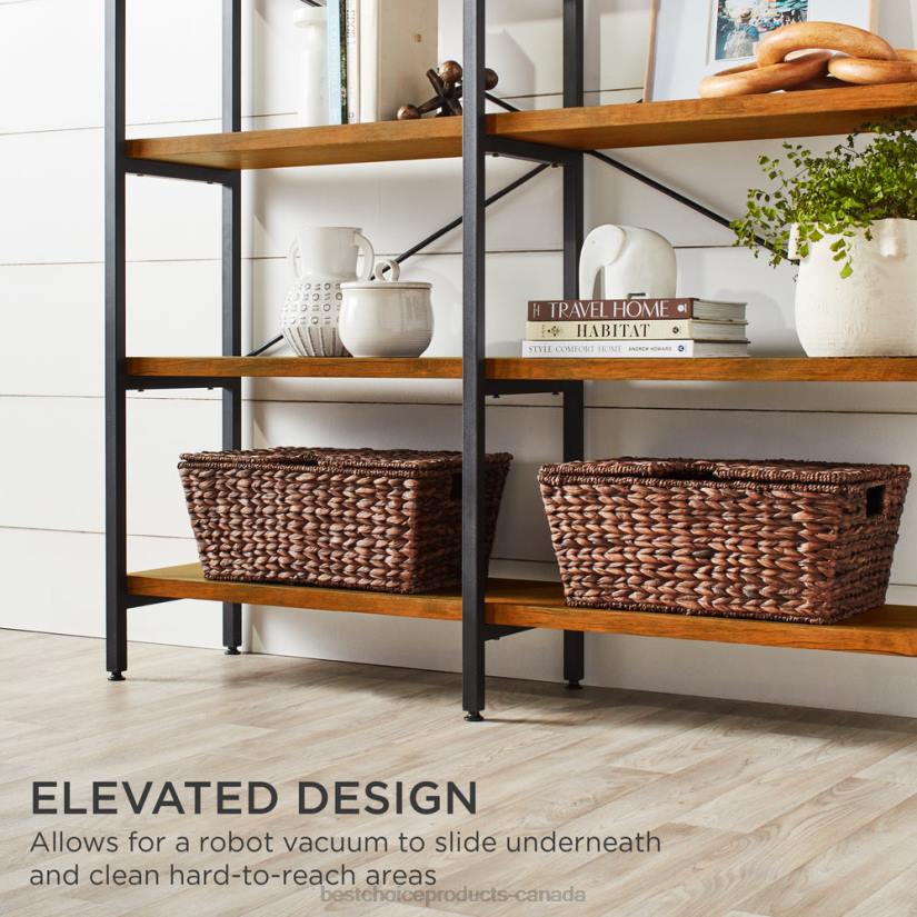 4LT2645 Brown Best Choice Products Industrial Bookshelf for Living Room, Walkway w/ Elevated Design