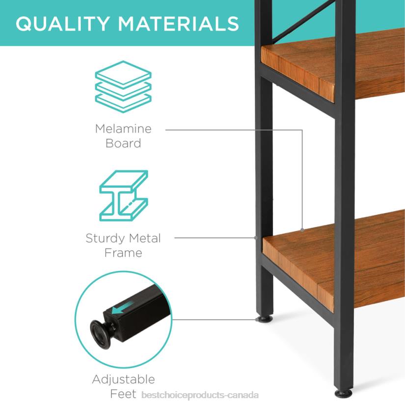 4LT2645 Brown Best Choice Products Industrial Bookshelf for Living Room, Walkway w/ Elevated Design