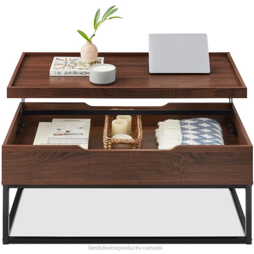 4LT2656 Brown Best Choice Products Lift Top Coffee Table w/ Tray Edge Tabletop, Wood-Grain Finish