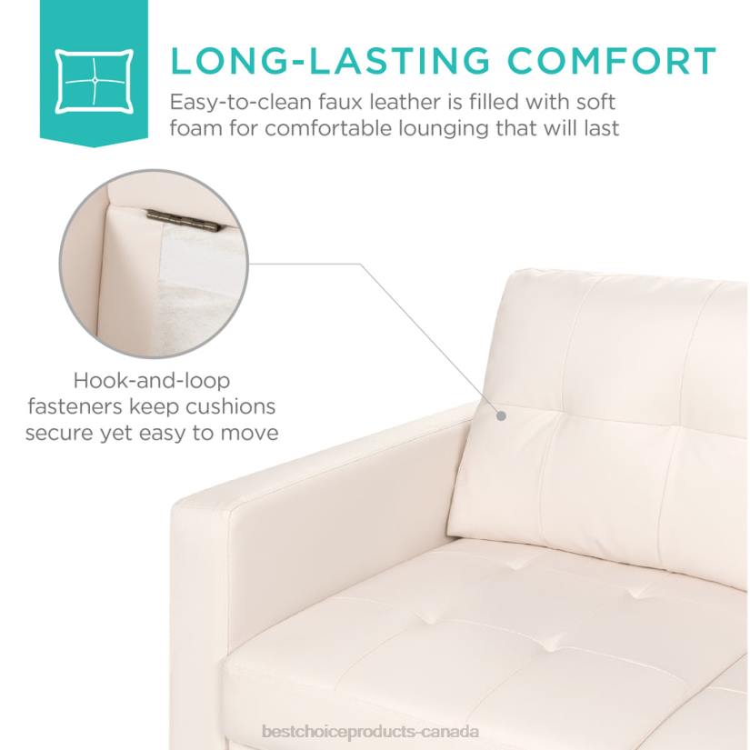 4LT2671 White Best Choice Products L-Shape Customizable Faux Leather Sofa Set w/ Ottoman Bench