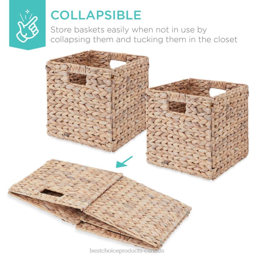 4LT2682 White Best Choice Products Set of 5 Collapsible Hyacinth Storage Baskets w/ Inserts