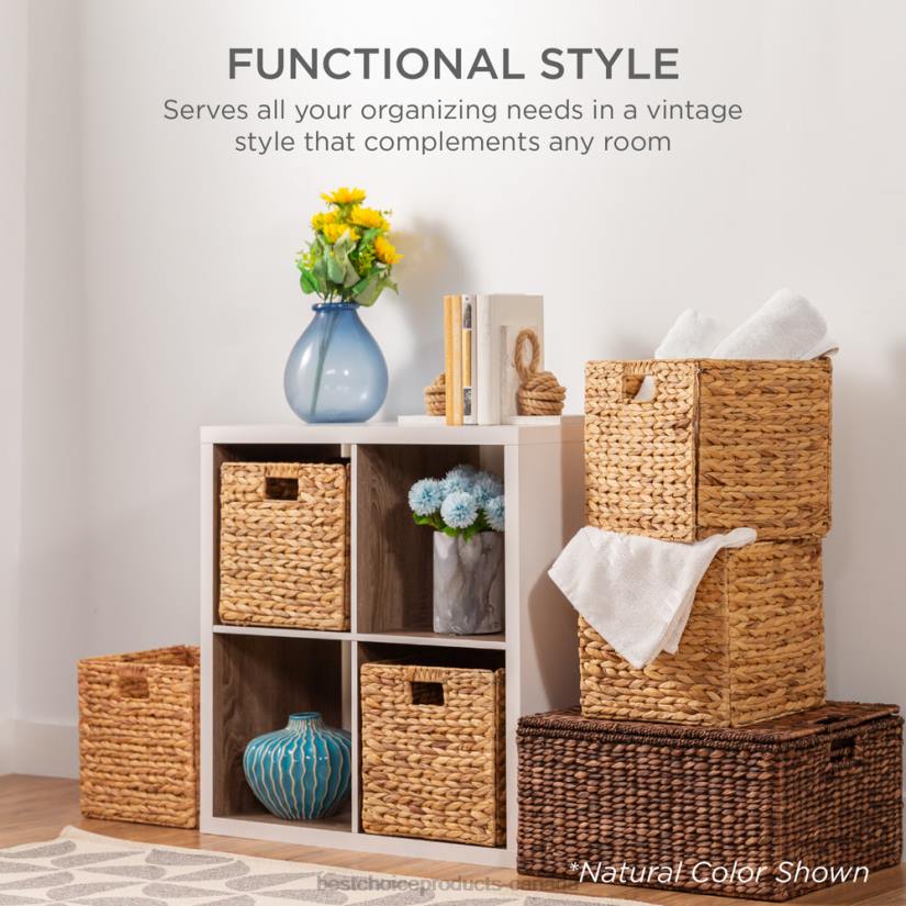 4LT2683 Gray Best Choice Products Set of 5 Collapsible Hyacinth Storage Baskets w/ Inserts