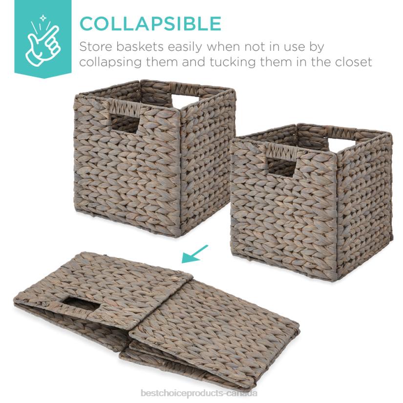 4LT2683 Gray Best Choice Products Set of 5 Collapsible Hyacinth Storage Baskets w/ Inserts