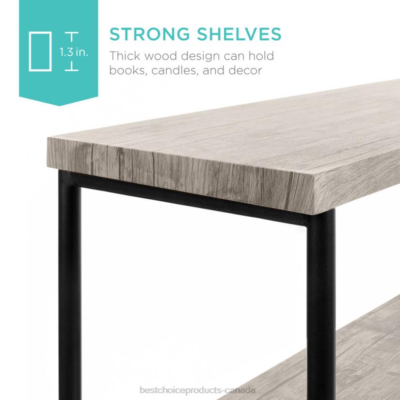 4LT2690 Gray Best Choice Products 5-Tier Industrial Bookshelf w/ Metal Frame, Wood Shelves