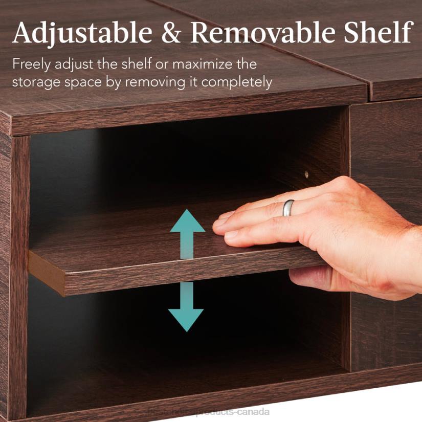 4LT2695 Walnut Best Choice Products Wooden Mid-Century Modern Lift Top Coffee Table w/ Removable Shelf