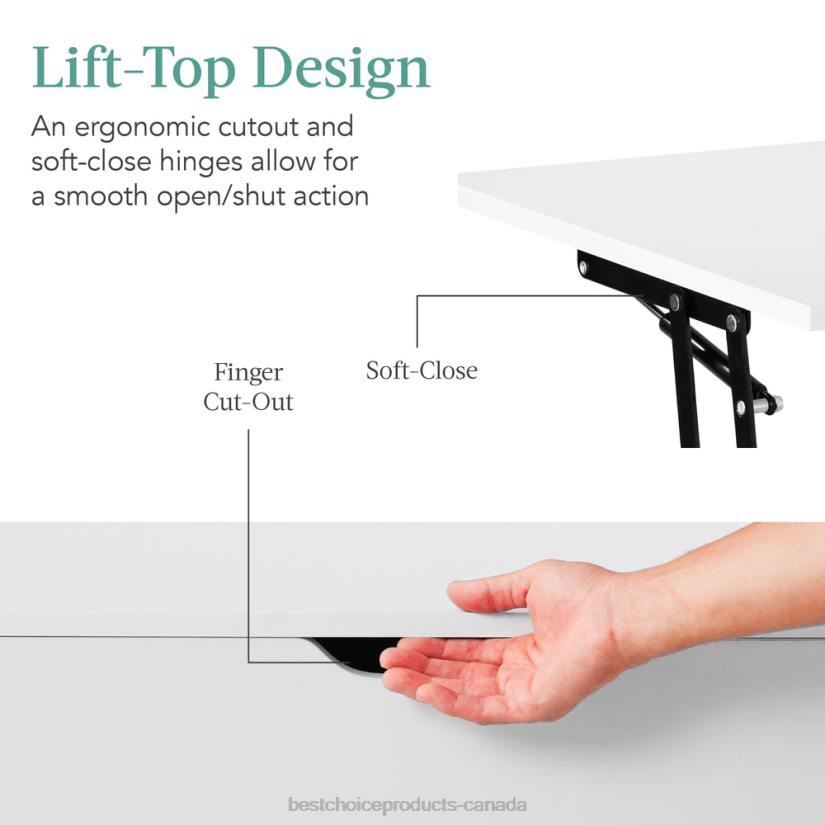 4LT2697 White/Brown Best Choice Products Wooden Mid-Century Modern Lift Top Coffee Table w/ Removable Shelf