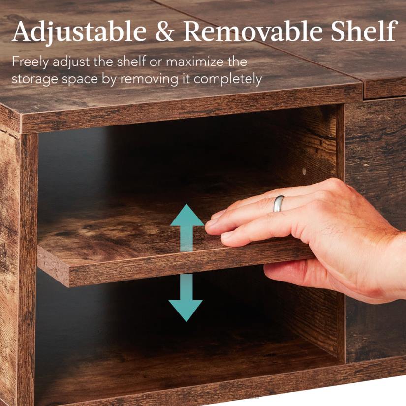 4LT2698 Brown Best Choice Products Wooden Mid-Century Modern Lift Top Coffee Table w/ Removable Shelf