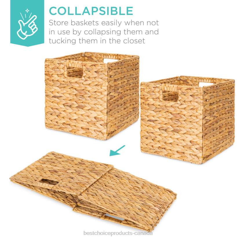 4LT2706 Natural Best Choice Products Set of 5 Collapsible Hyacinth Storage Baskets w/ Inserts
