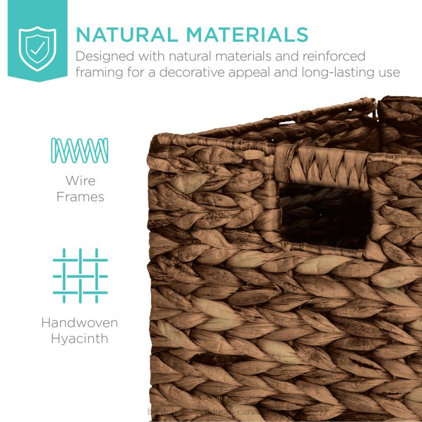 4LT2707 Espresso Best Choice Products Set of 5 Collapsible Hyacinth Storage Baskets w/ Inserts