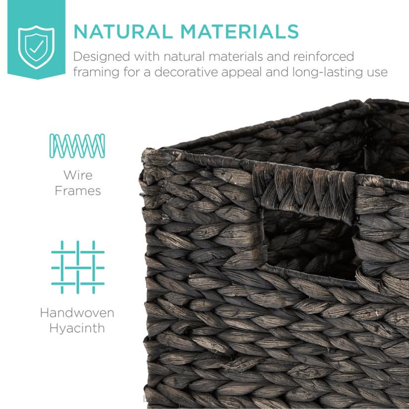 4LT2709 Black Best Choice Products Set of 5 Collapsible Hyacinth Storage Baskets w/ Inserts